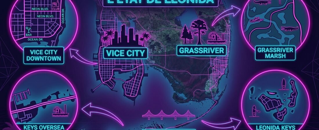 GTA 6 : Guide complet de la carte de Leonida et Vice City